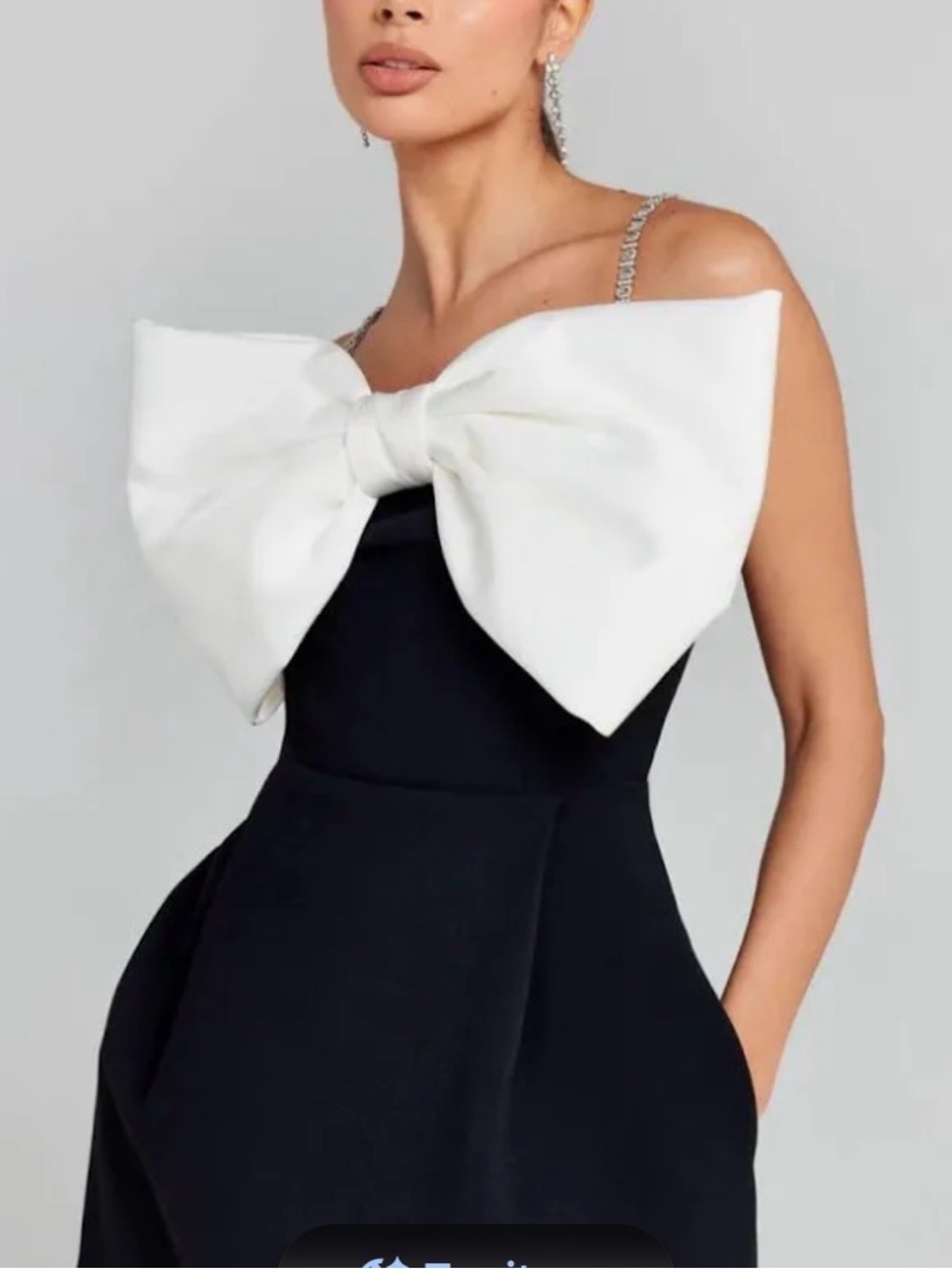 Nadine Merabi Elegant Black Dress with Oversized White Bow